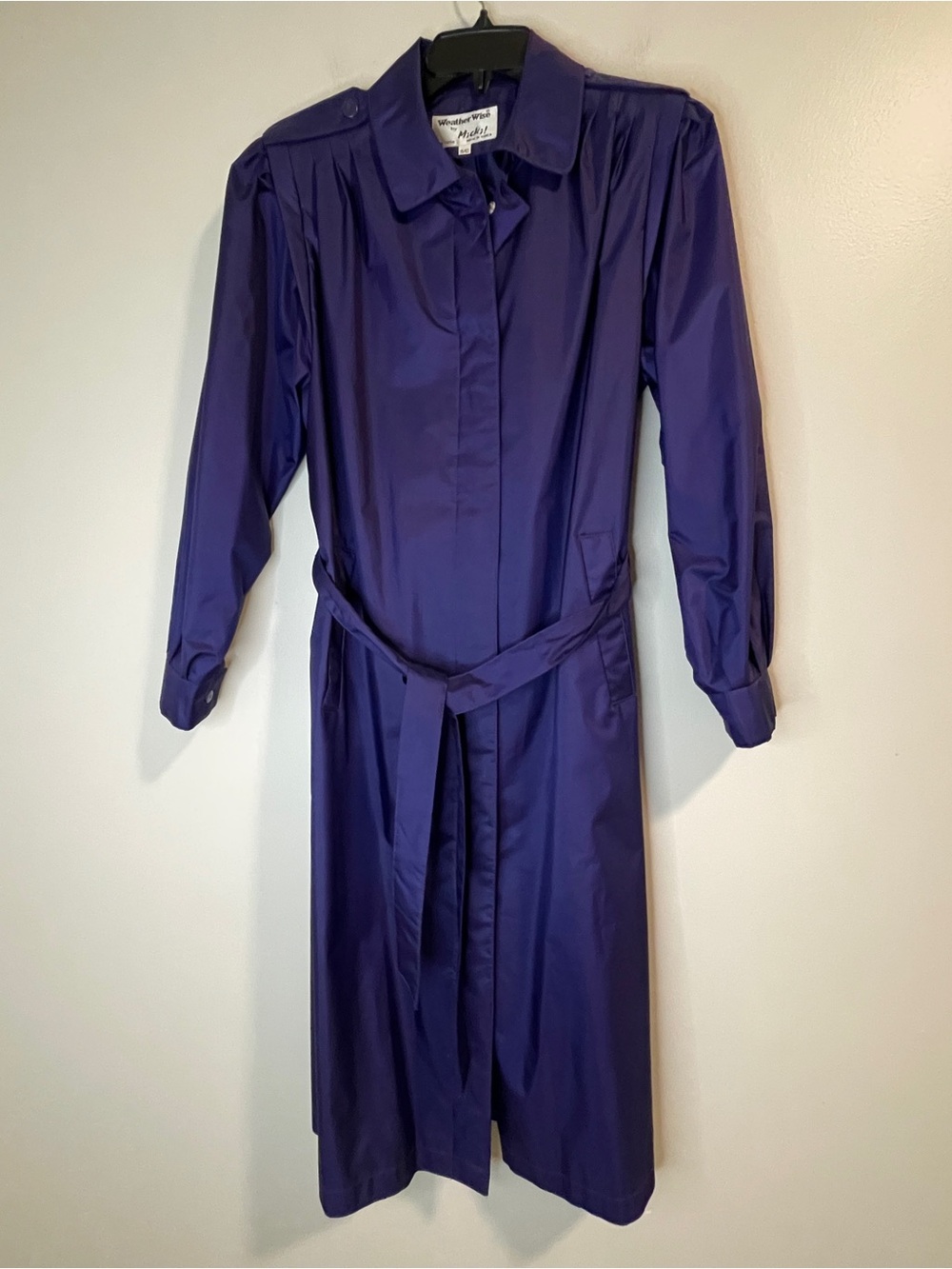 Vintage Purple Belted Trench Rain Coat